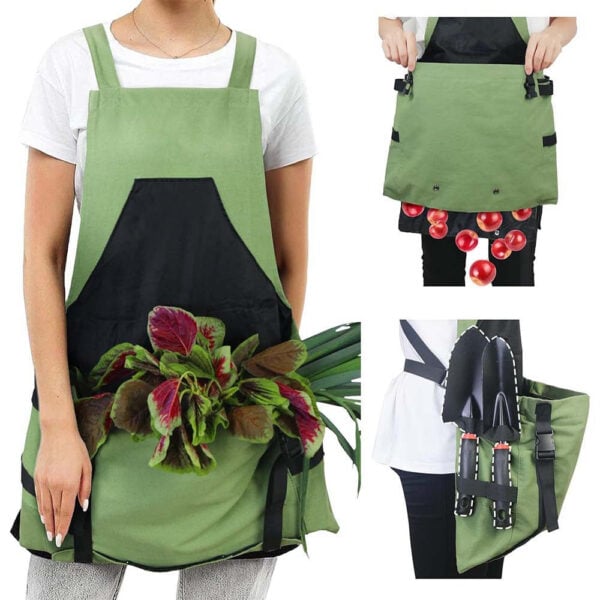 Multifunctional Canvas Gardening Apron With Fruit/Vegetable Picking Bag