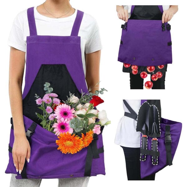 Multifunctional Canvas Gardening Apron With Fruit/Vegetable Picking Bag