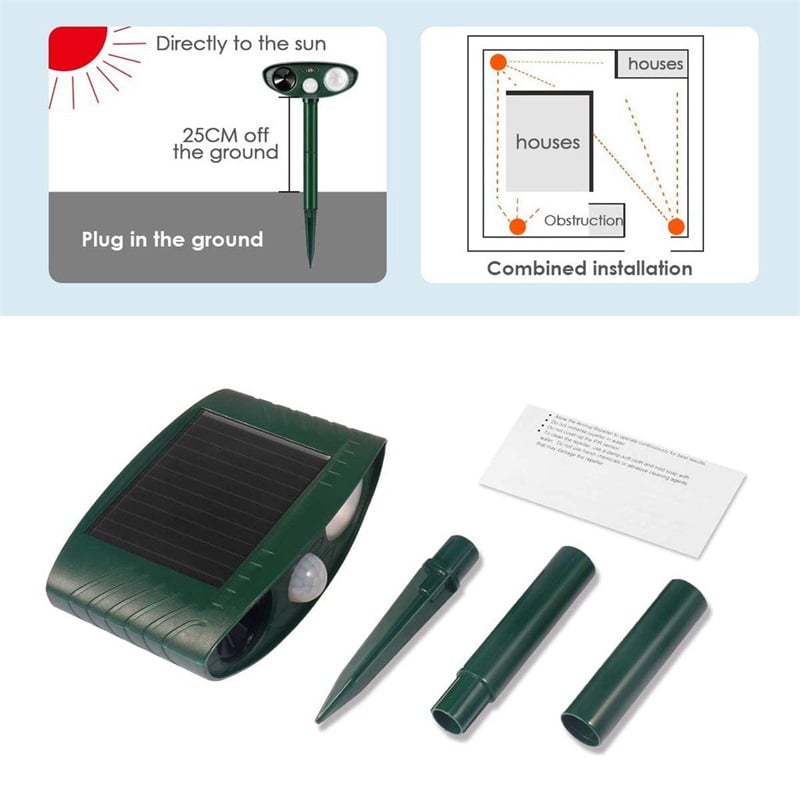 Garden Solar Ultrasonic Fox Repeller Motion Sensor Activated Repellent