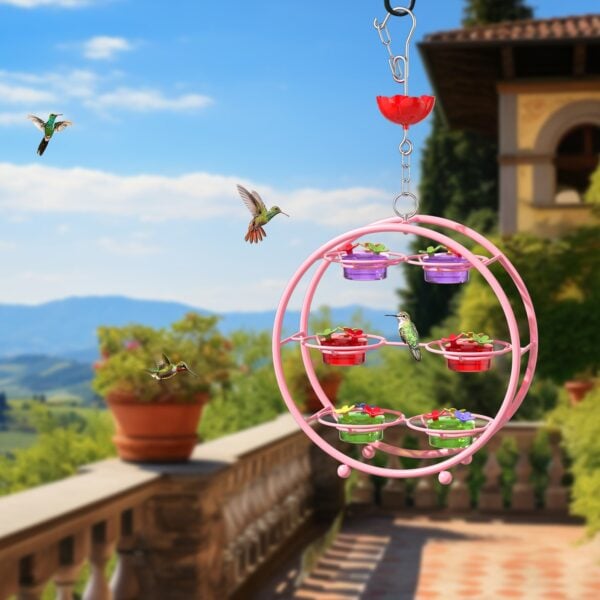 Pinwheel-Shaped Outdoor Hummingbird Feeder
