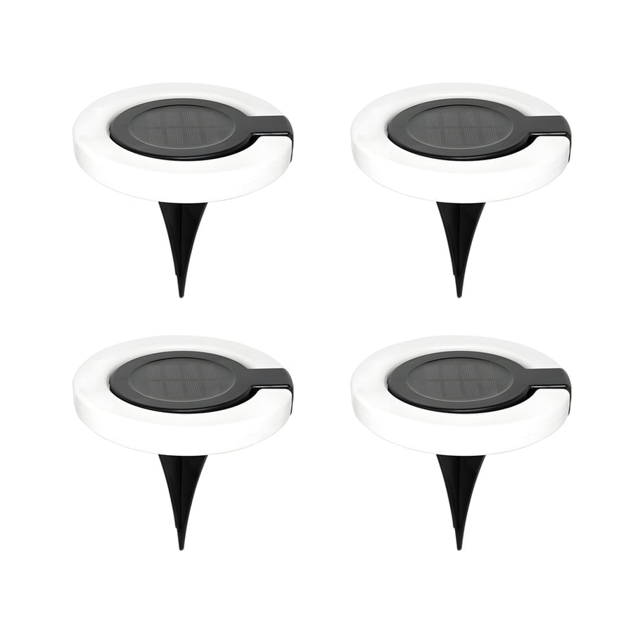 4PCS Round Foldable Solar Deck Lamp Set – Modern Outdoor Disk Lights