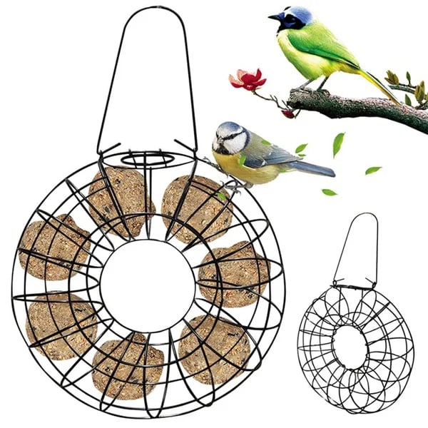 Outdoor Hanging Wreath Shape Metal Mesh Bird Feeder