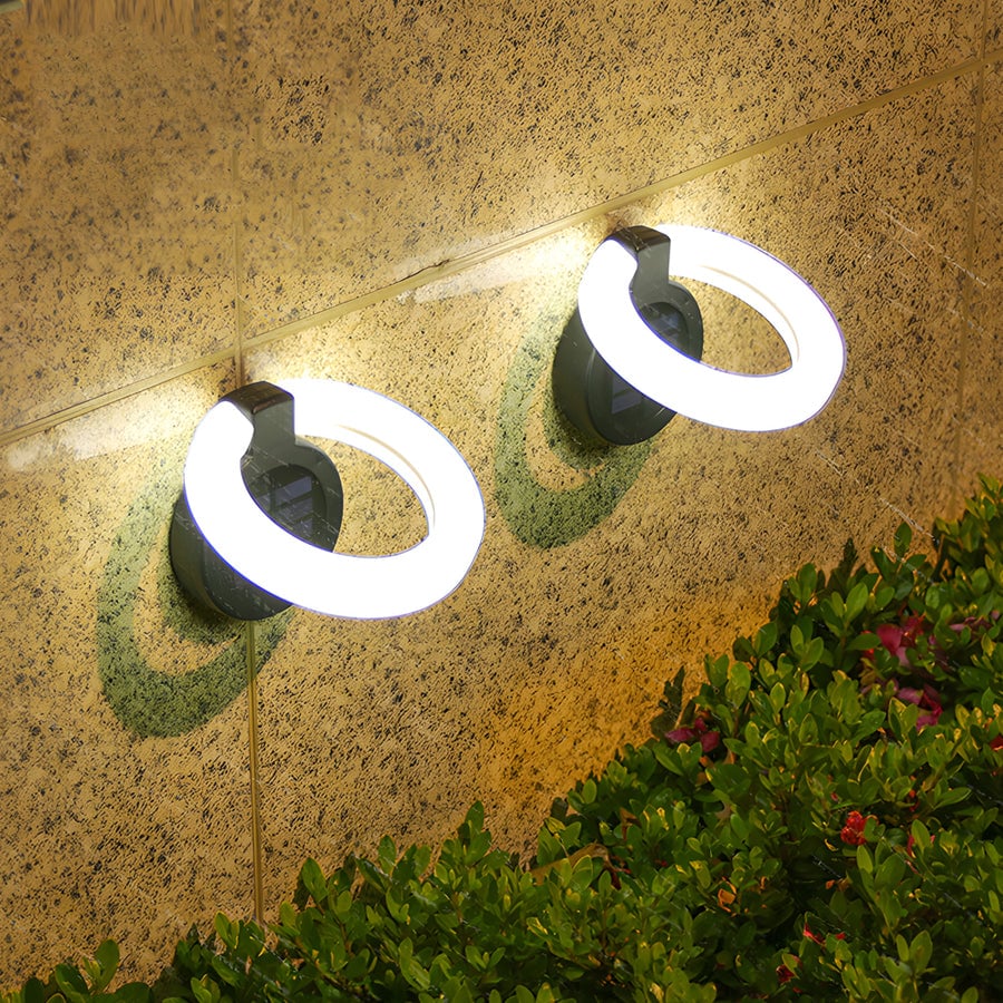 4PCS Round Foldable Solar Deck Lamp Set – Modern Outdoor Disk Lights