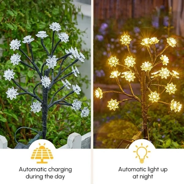 Outdoor Waterproof Cherry Blossom Multicolor Solar Garden Lights