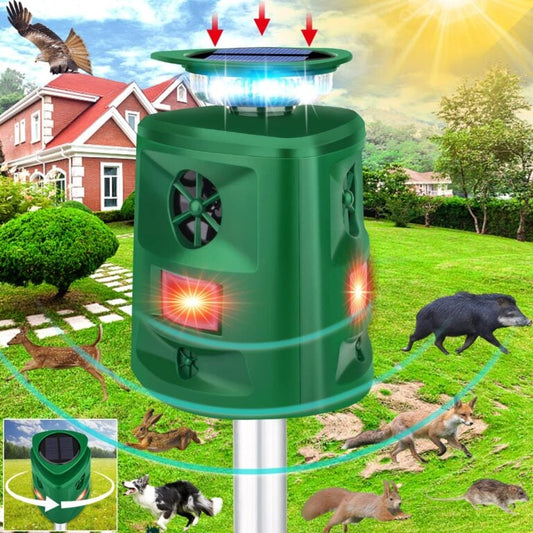 Ultrasonic Animal Repeller,360°Solar Pest Repellent