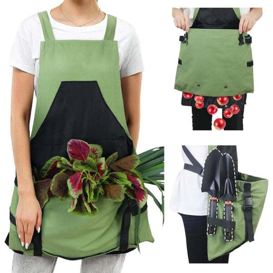 Multifunctional Canvas Gardening Apron With Fruit/Vegetable Picking Bag