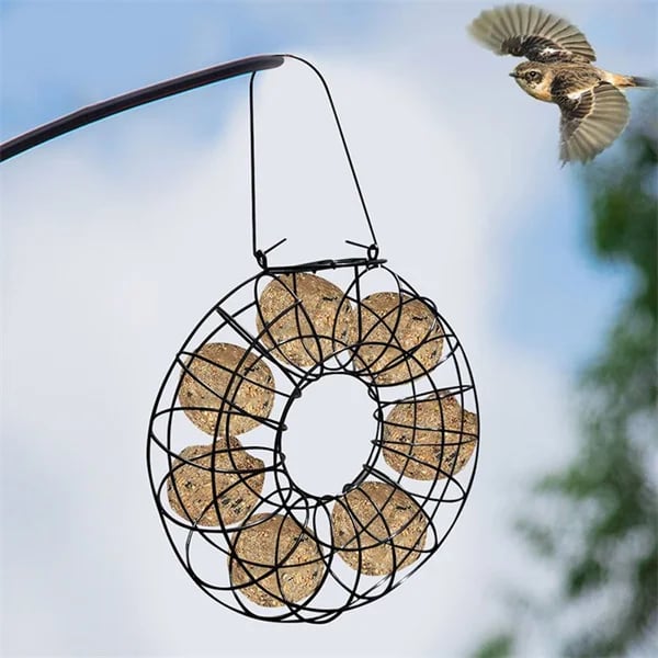 Outdoor Hanging Wreath Shape Metal Mesh Bird Feeder