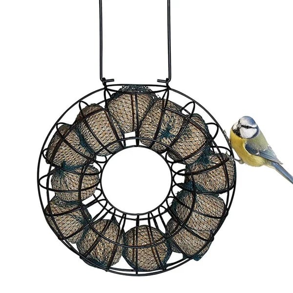 Outdoor Hanging Wreath Shape Metal Mesh Bird Feeder