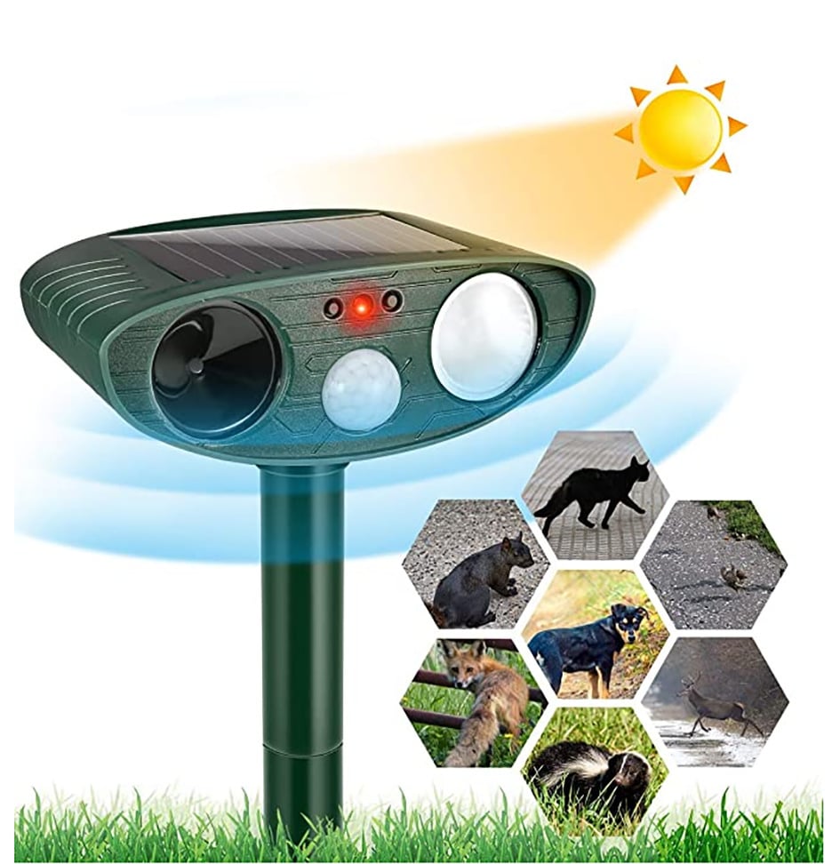 Garden Solar Ultrasonic Fox Repeller Motion Sensor Activated Repellent