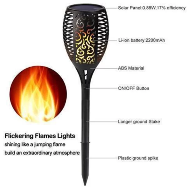 Solar Torch Light With Flickering Flame