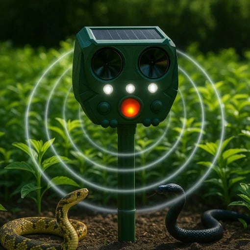 Ultrasonic Solar Snake Repeller | Motion-Activated, Waterproof & USB Rechargeable Pest Control for Yard, Garden or Farm
