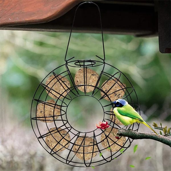 Outdoor Hanging Wreath Shape Metal Mesh Bird Feeder
