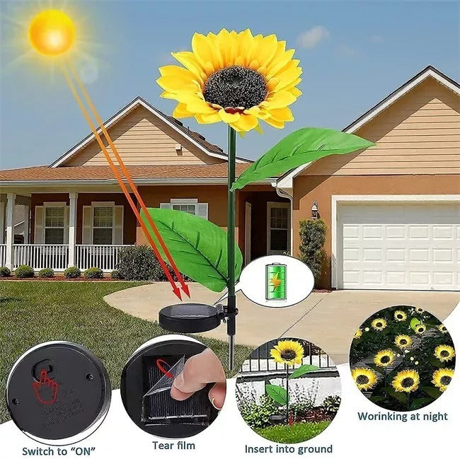 Solar Sunflower Outdoor Garden Light