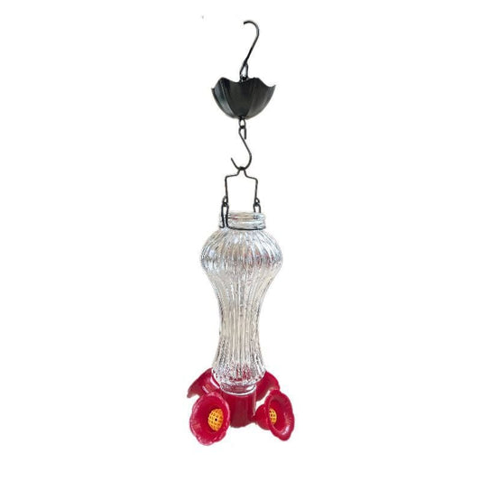 Flowers Glass Hummingbird Feeder With Ant Moat
