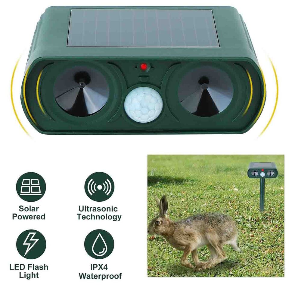 Solar Powered and Ultrasonic Animal Repellent