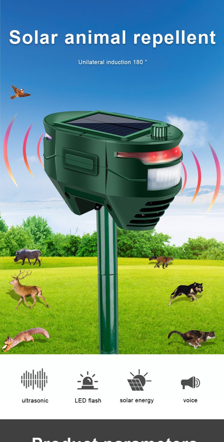 Upgrade 2 Side 180° Ultrasonic Solar Pest Repeller Solar/USB Rechargeable Motion Sensor Repellent